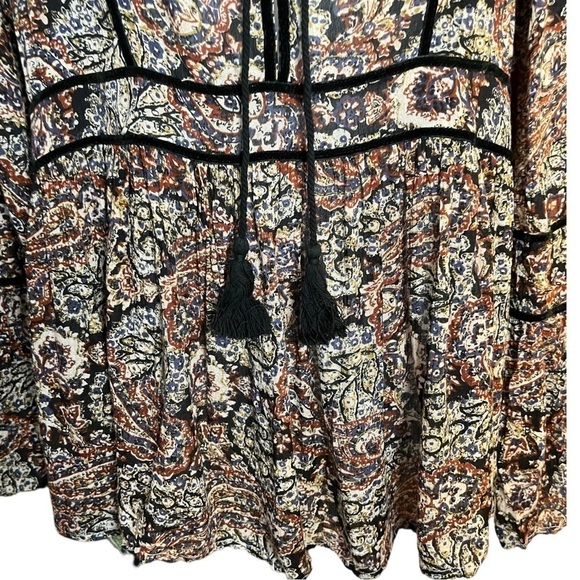 Anthropologie California Moonrise Boho  Paisley Babydoll Bell Sleeve Blouse - Picture 3 of 7